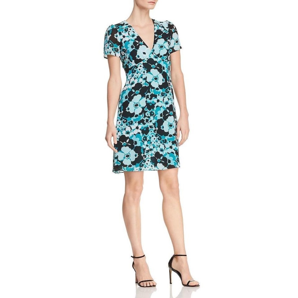 Michael Kors Blue tile floral Fitted dress